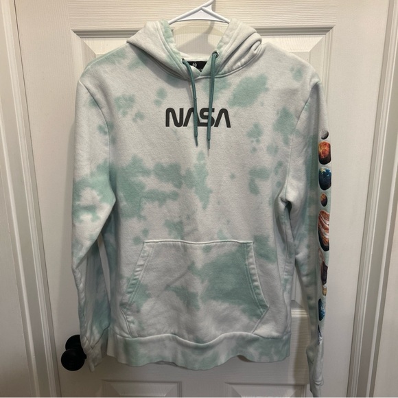 NASA Hyper Space Tye-Dye Hoodie Sweatshirt Small Pullover Planets Science Unisex - Picture 2 of 12